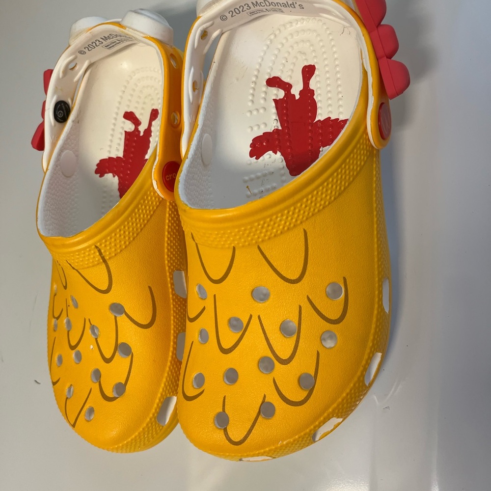 Yellow Kids Clogs with Red Accents